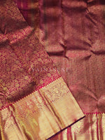 Load image into Gallery viewer, IMPERIAL MERLOT- Pure Kanjivaram Silk Saree with Gold Zari
