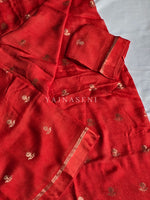 Load image into Gallery viewer, Viscose Chinnon Saree x Satin Border - Red
