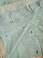 Load image into Gallery viewer, Linen Cotton Saree x Pichwai Tales - Aqua
