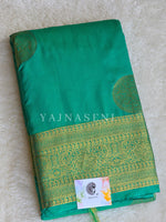 Load image into Gallery viewer, Semi Soft Silk Gold Zari Saree - Jade
