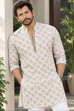 Load image into Gallery viewer, VIKRAM [2XL/44] - (Orange) Men Mid Length Kurta Top
