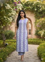Load image into Gallery viewer, PRISHTI [XL/42] - Straight Cut Kurti Set (Lavender)
