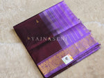 Load image into Gallery viewer, Handloom Kanchipuram Silk Cotton Saree : Dark Wine x Light Purple
