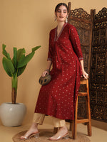 Load image into Gallery viewer, DAAKINI [S/36] - Semi-Flared Kurti Dress (Maroon)

