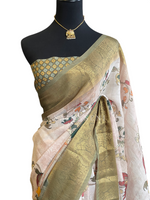 Load image into Gallery viewer, Linen Cotton Saree - Garden Glow

