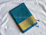 Load image into Gallery viewer, Minimalist Semi Silk Saree x Gold Zari - Peacock
