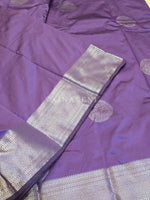 Load image into Gallery viewer, Semi Soft Silk Silver Zari Saree - Dark Lavender
