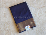 Load image into Gallery viewer, Minimalist Semi Silk Saree x Gold Zari - Dark Blue
