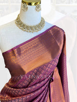Load image into Gallery viewer, Semi Silk Saree x Embossed Designs - Plum
