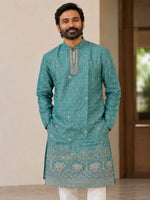 Load image into Gallery viewer, DANUSH [XL/42] - (Turquoise) Men Mid Length Kurta Top

