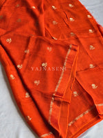 Load image into Gallery viewer, Viscose Chinnon Saree x Satin Border - Orange
