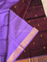 Load image into Gallery viewer, Handloom Kanchipuram Silk Cotton Saree : Dark Wine x Light Purple
