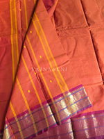 Load image into Gallery viewer, Kanchi Cotton Saree x Thin Border : Burnt Orange x Maroon
