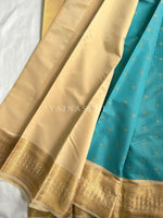 Load image into Gallery viewer, Kanchipuram Semi Silk Saree x Checkered - Baby Blue x Cream
