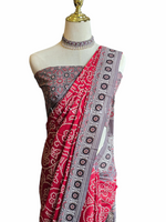 Load image into Gallery viewer, Cotton Saree x Printed Design : Red x Grey
