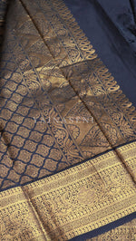 Load image into Gallery viewer, Semi Soft Silk Gold Zari Saree - Black
