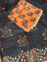 Load image into Gallery viewer, Linen Cotton x Kalamkari Print Saree - Black
