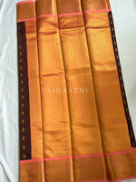 Load image into Gallery viewer, Kanchipuram Semi Silk Saree x Checkered - Chocolate x Coral Pink
