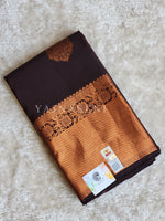Load image into Gallery viewer, Midnight - Pure Kanjivaram Silk Saree with Copper Zari
