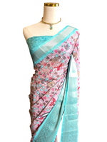 Load image into Gallery viewer, Dola Semi Silk Saree - Peach x Tiffany
