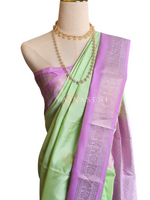 Load image into Gallery viewer, PASTEL ECHO - Pure Kanjivaram Silk Saree with Light Gold Zari
