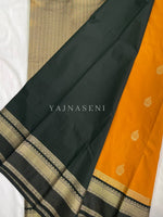 Load image into Gallery viewer, Kanchipuram Semi Silk Saree - Mustard x Dark Green

