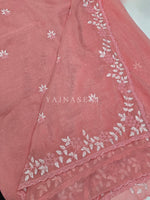 Load image into Gallery viewer, Textured Chiffon Saree | The Pastel Edit : Salmon Pink
