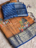 Load image into Gallery viewer, Linen Cotton Saree - Rooted Katha
