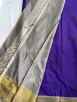 Load image into Gallery viewer, Kanchipuram Semi Silk Saree - Indigo x Grey

