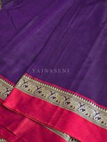 Load image into Gallery viewer, Narayanpet Mercerised Cotton Saree : Dark Purple x Rani
