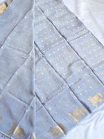 Load image into Gallery viewer, Viscose Georgette Saree : Mini Motifs  x Gomatha - Ash Blue
