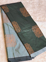 Load image into Gallery viewer, Semi Kanchi Silk x Borderless Saree - Timber Green x Sage
