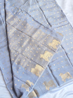 Load image into Gallery viewer, Viscose Georgette Saree : Mini Motifs  x Gomatha - Ash Blue
