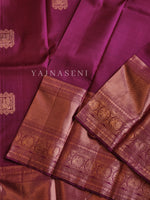 Load image into Gallery viewer, Royal Burgundy - Pure Kanjivaram Silk Saree with Copper Zari
