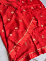 Load image into Gallery viewer, Viscose Chinnon Saree x Satin Border - Red
