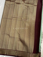 Load image into Gallery viewer, Kanchipuram Semi Silk Saree x Checkered - Cool Mint x Dark Brown
