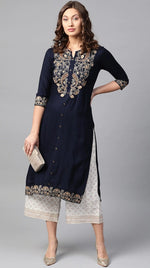 Load image into Gallery viewer, CHAYA [S / 36] - Straight cut embroidered kurti set
