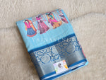 Load image into Gallery viewer, Dola Semi Silk Saree - Light Blue x Dark Blue
