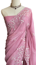 Load image into Gallery viewer, Textured Chiffon Saree | The Pastel Edit : Mauve
