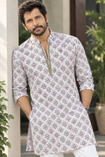 Load image into Gallery viewer, VIKRAM [L/40] - (Purple) Men Mid Length Kurta Top

