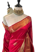 Load image into Gallery viewer, Scarlet - Pure Kanjivaram Silk Saree with Gold Zari
