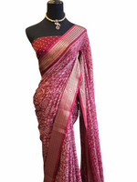 Load image into Gallery viewer, Mellow Semi Silk Saee x Ajrakh Print - Maroon
