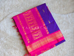 Load image into Gallery viewer, Kalyani Cotton Saree - Gold Zari : Purple Garnet x Hot Pink
