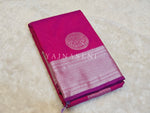 Load image into Gallery viewer, Semi Soft Silk Silver Zari Saree - Raspberry Red
