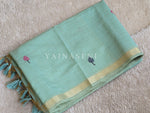 Load image into Gallery viewer, Linen Cotton Saree x Pichwai Tales - Aqua
