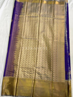 Load image into Gallery viewer, Kanchipuram Semi Silk Saree - Indigo x Grey
