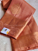 Load image into Gallery viewer, Peachy - Pure Kanjivaram Silk Saree with Copper Zari
