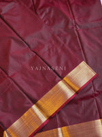 Load image into Gallery viewer, Minimalist Semi Silk Saree x Gold Zari - Maroon
