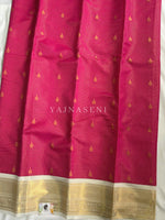 Load image into Gallery viewer, Kanchipuram Semi Silk Saree x Checkered - Hot Pink x Ivory
