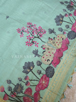 Load image into Gallery viewer, Linen Cotton Saree x Pichwai Tales - Aqua
